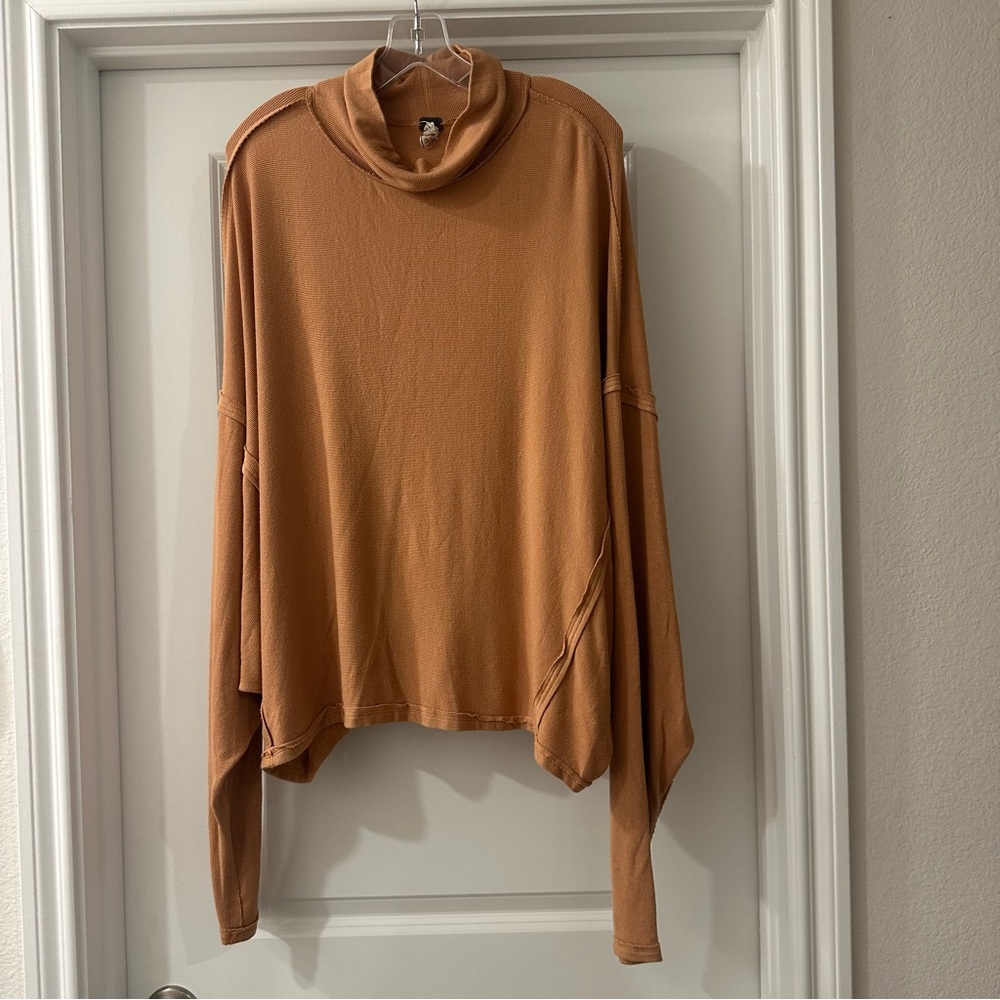 We The Free Camel Turtleneck Top